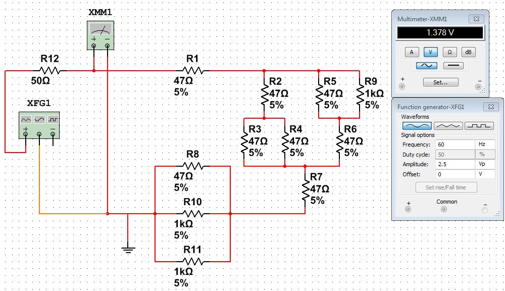 Figure 2.17. AC Voltage Measurements of the Corrected Circuit Model Table 2.4 shows the simulated measurements of the corrected circuit and your actual measurements side by side.
