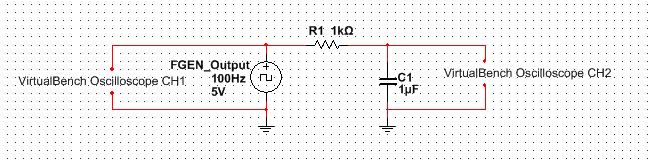 Exercise 3.2: Building the RC Circuit and Measuring 10%-90% Rise Time of Waveforms 1. Configure the breadboard layout and VirtualBench connections for the RC circuit as explained below.