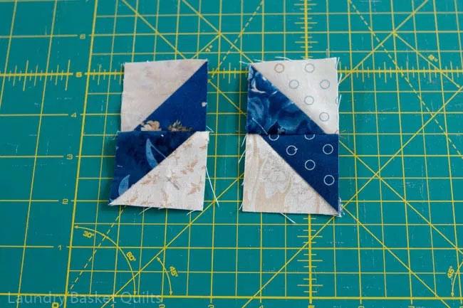 Sew the HSTs into sets of two.