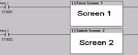 PAGE 62 第 12 章 屏幕跳转也可以用其他的功能键进行触发或通过控制逻辑实现更高级的应用 为了使用户跳转屏幕, 通常使用一个屏幕跳转对象 这个对象可以显示为画面上的一个按钮, 或不显示出来, 也可以关联到 OCS 的寄存器或按键 也可以选择系统自带的图标连同注释一起显示出来, 以方便识别会跳转到哪个屏幕 12.