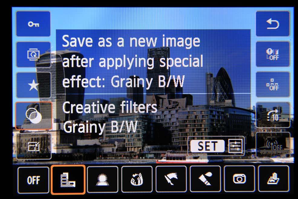 Chapter 1: Layout changes Creative filter options 15 PR ED EV ITI IEW Once you have the image as you want, Opress the set button to save the image. You can alsontouch where it says set on the screen.