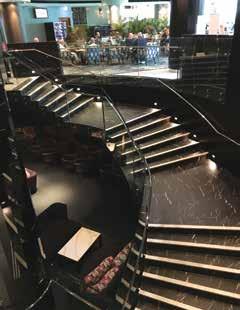 grey toughened curved glass staircase