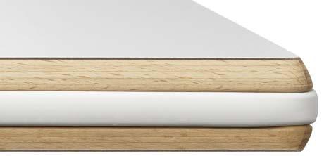 Bullnose edge with a white impact-resilient profile,