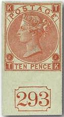 vermilion, mint corner block with plate number 11. ex H.O.