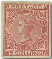 GREAT BRITAIN - THE BESANÇON COLLECTION 1867/83, High Values The first High Value postage stamp was a 5 Shillings