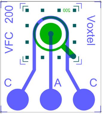 Mechanical Information See Die on Ceramic Submount APD Metal Submount Metal 200-μm 930 μm ±20 μm 1030 μm ±20 μm 1520 μm Temp Sense B E C E Die on Ceramic Submount with Temperature Sensor APD 370 μm
