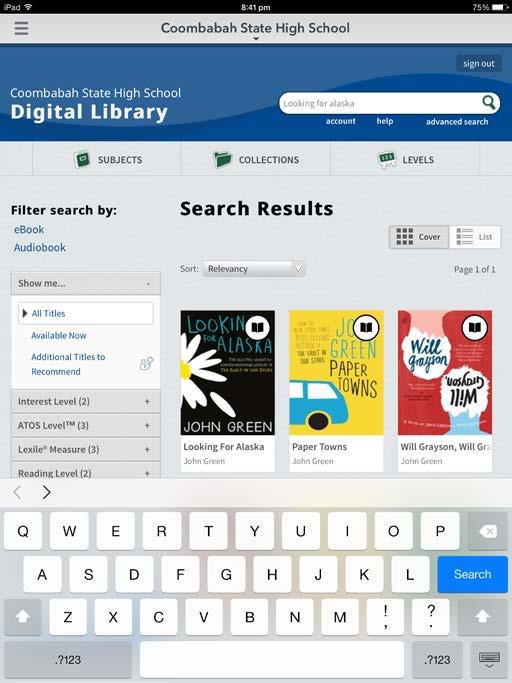 Finding a Book I Want to Read From the home screen there are lots of ways to search