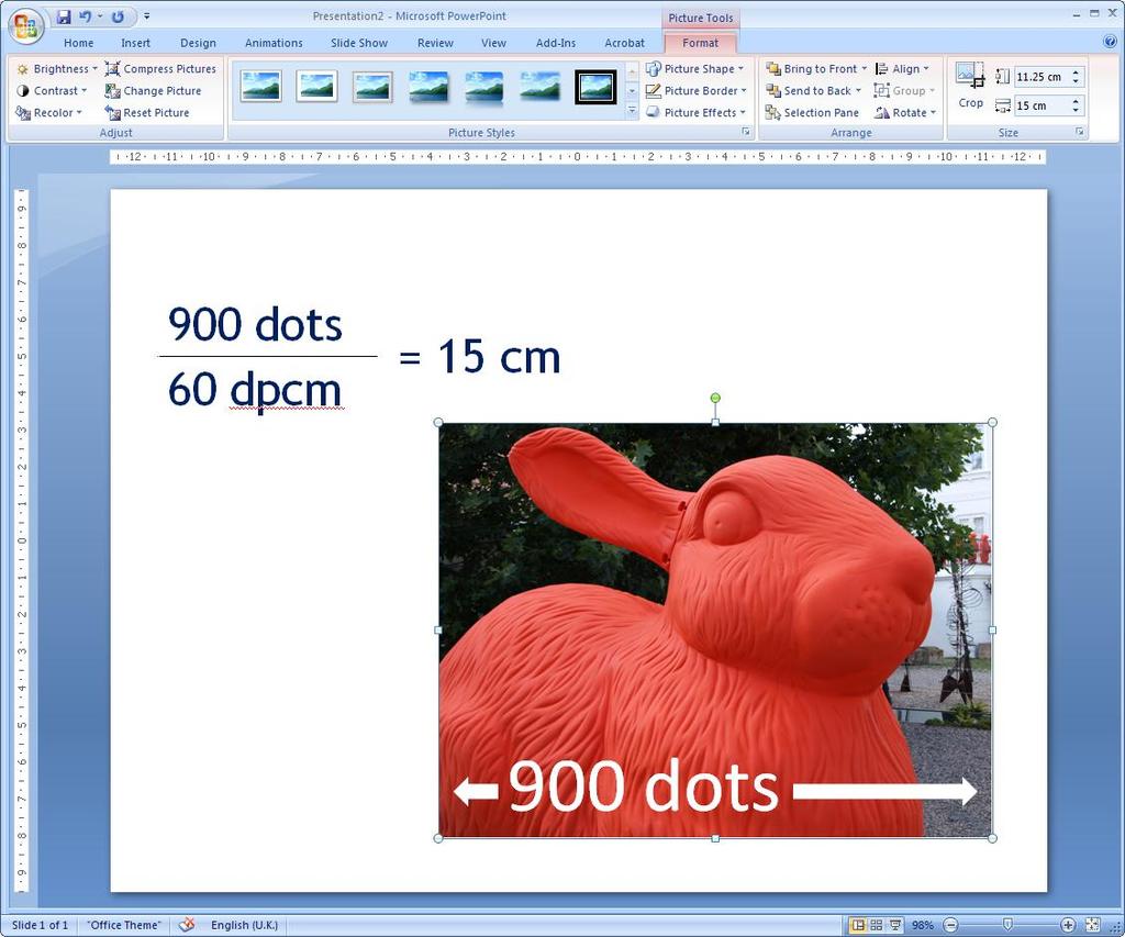 Screen images (PowerPoint) need 150 dpi