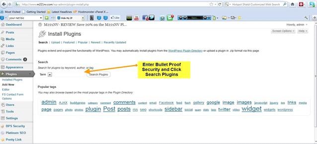 Ensure you search for it exactly like this: BulletProof Security Notice BulletProof is one word, no space.