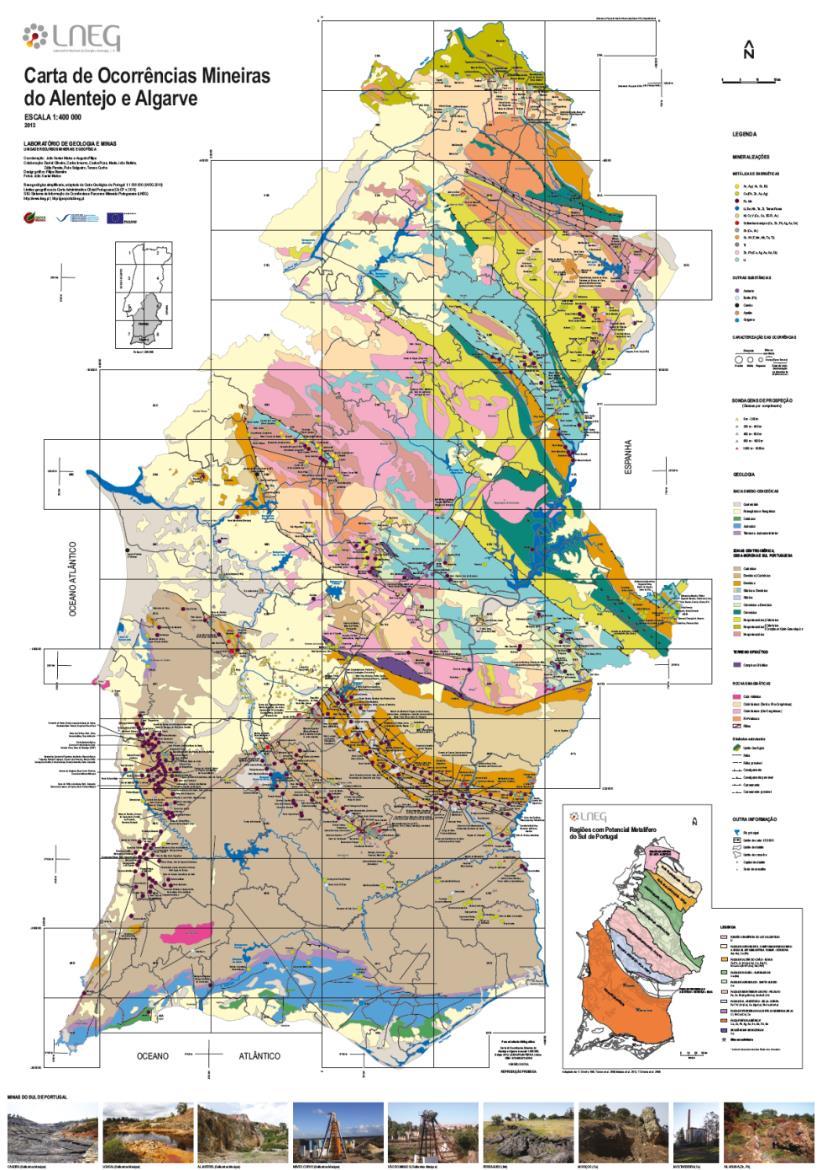 Alentejo and Algarve mineral occurrences map