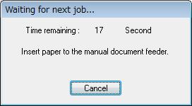 Scanning Applications and Settings h For continuous scanning, insert the next document into the scanner while Waiting for next job... screen is displayed.