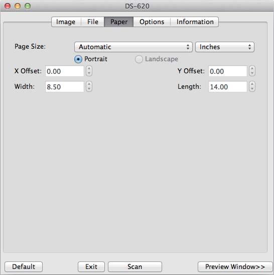 Scanning Applications and Settings Paper settings Click the Paper tab to define values related to image output.