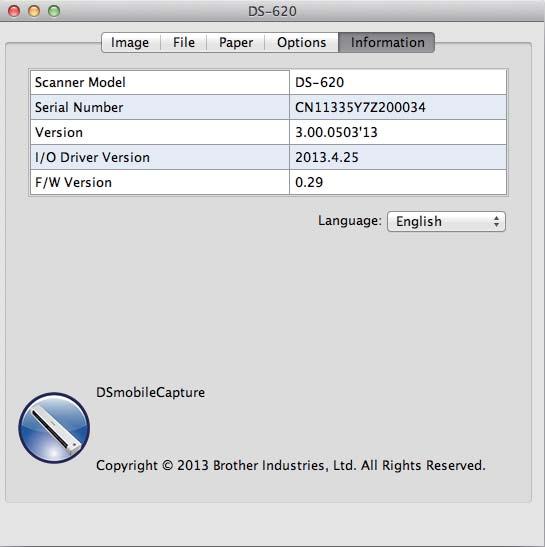Scanning Applications and Settings Information Click the Information tab to view system and