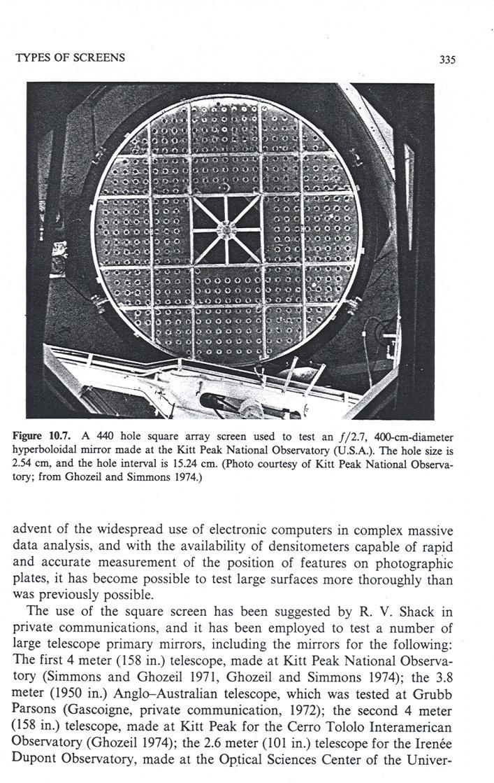 Hartmann masks Originally, polar array of holes to sample aperture; suffered from sparse sampling at outer edge (or over-dense sampling near center), radial patterns hard to