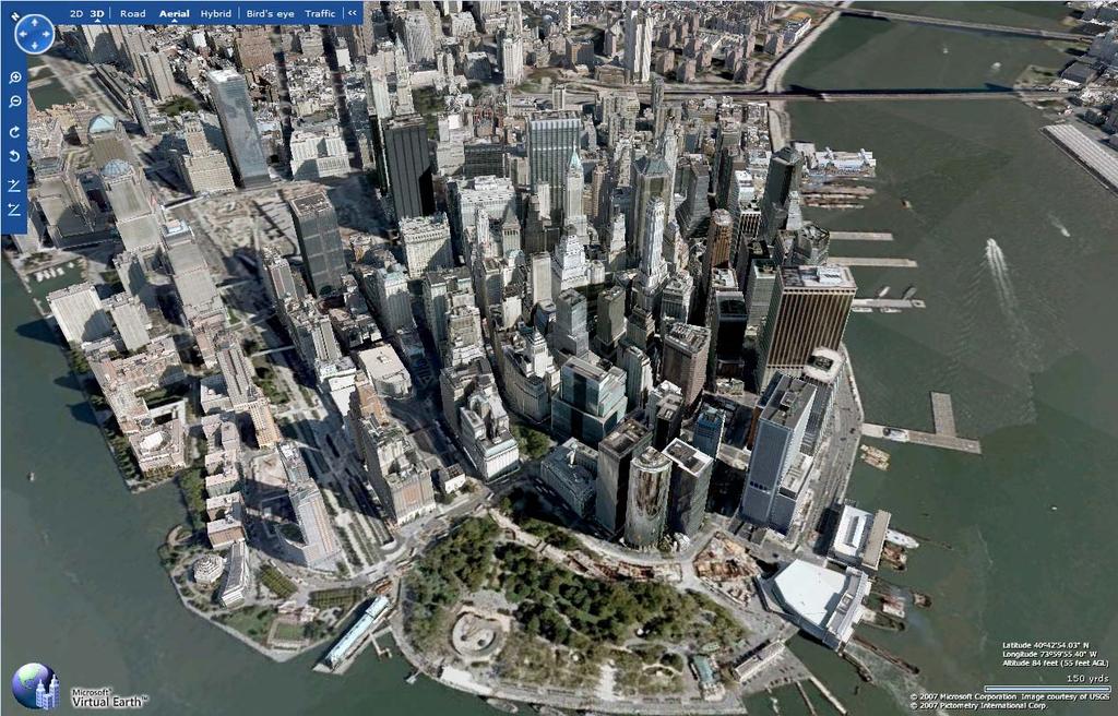 Figure 7. Three dimensional model of Manhattan, New York. UltraCamX imagery was used to reconstruct geometry as well as to deliver texture for terrain and building facades.