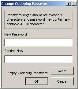 File Menu 3-15 word (case sensitive), re-confirm, and click OK. Keep the codeplug password in a safe place. Follow the same procedure to change a password.