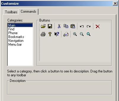 2 Commands Choose a category to show its available buttons, select the required button and drag it onto a