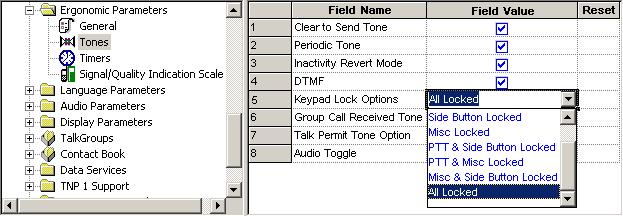 Ergonomic Parameters 3-79 20.2 Tones There are 8 available options in this sub menu when the CPS is opened with the Admin Login.