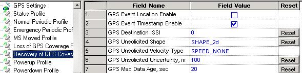 6 Loss of GPS Coverage Profile If the terminal detected loss of GPS coverage and if this profile is enabled, it will send an Unsolicited Location Report based on its last known location.