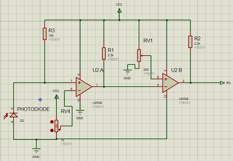 There are two stages in receiver circuit. In first stage the photo detector current is converted into voltage. The second stage is inversion of voltage level to get the original information. C.