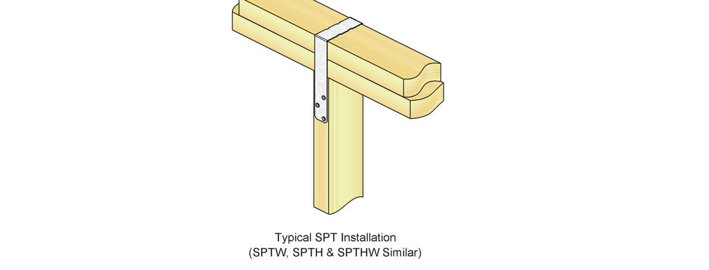 ESR- Most Widely Accepted and Trusted Page 0 of TABLE SPT, SPTH AND SPTHW STUD PLATE TIE ALLOWABLE LOADS,, DIMENSIONS (in.) FASTENER SCHEDULE ALLOWABLE UPLIFT LOADS (lbs.) W H Qty Type C D =.