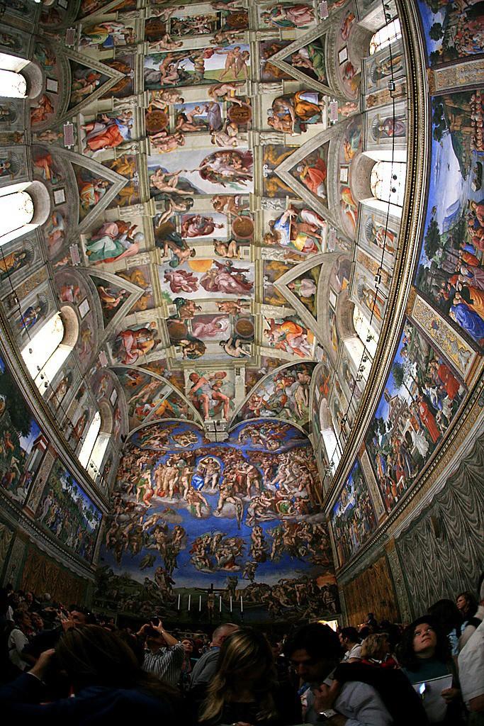 The Sistine Chapel by Michelangelo Size - 40 feet wide, 130 feet long. Time to complete 4 years (1508 1512). The artist had several assistants to mix plaster, mix paint, etc.
