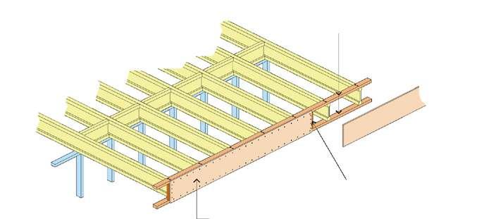 hyjoist installation details requiring design & specification Splice joint rimboard between joists to blocking or ply
