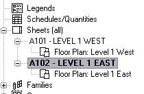 Left-drag from the project browser the dependent view Level 1 West onto this sheet.