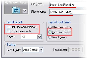 5 Browse to and click the drawing file Import Site Plan.dwg in the Workbook folder.