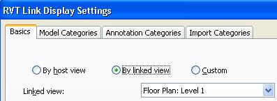 In the Display Settings column, click By Host View to override the default display settings. 8 In the RVT Link Display Settings dialog box, click the Basics tab.