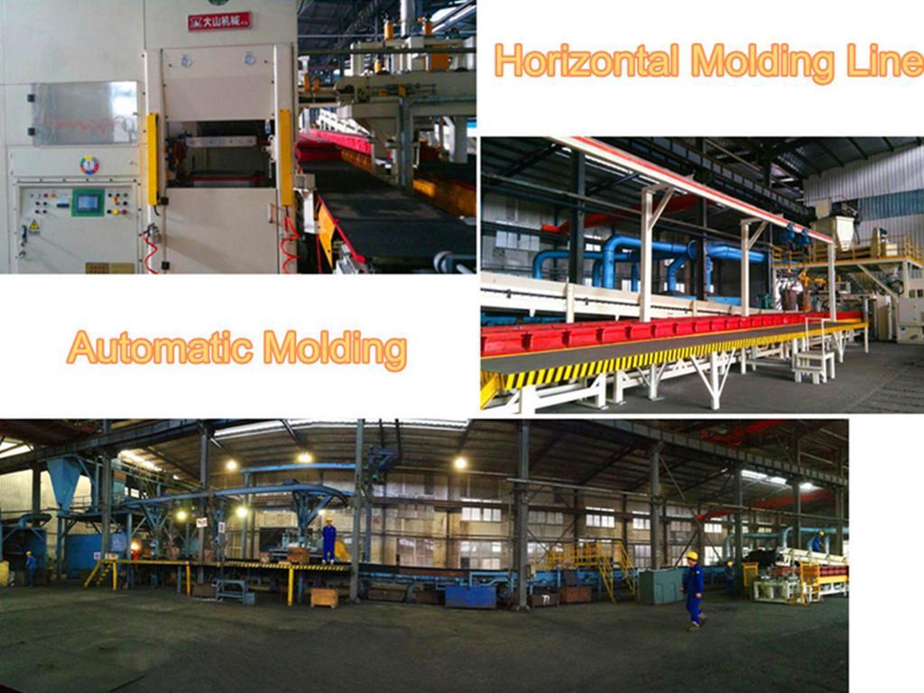 Horizontal Molding Line----SBM540 Molding size----510*410mm The production efficiency----100 molding/hour (The core of practical efficiency) For example----flange joint, one molding is with 4