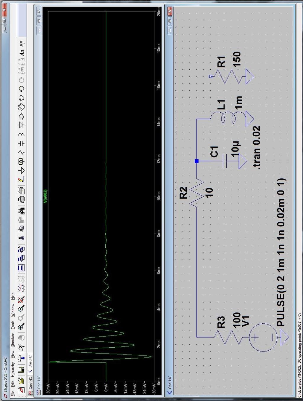 LTspice simulation: The snapshot below shows the schematic (one beam) and
