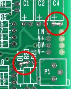 Warning : Watch out the IC direction. 8. Electrolytic capacitors Add C1, C2, flat on the PCB.
