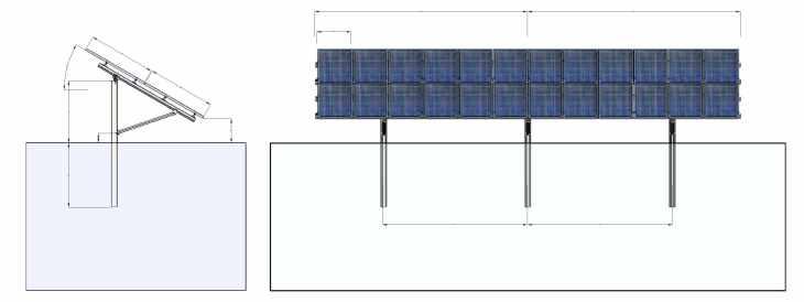 1500 1450 1580 600 PROJECT EXAMPLE PILE Hot Galvanized Steel Parts GR-PG-OP2950 Open Post 2950mm Material: Q235 Steel Project Information Solar Panels Size: 1580*808* Flood Height: 600mm Tilt Angle: