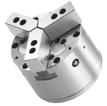 TK Air-Operated 3-Jaw Power Chucks FEATURES AND BENEFITS: Pre-machined tapped holes for fixing jigs, making additional machining unnecessary Pre-machined lubrication path allows connection to
