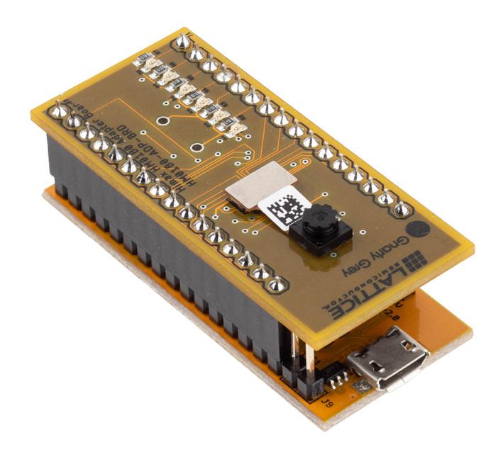 The Himax HM01B0 UPduino shield uses an UltraPlus device, requiring 22 x 50 mm 2 of space. The Embedded Vision Development Kit uses an ECP5 device, claiming 80 x 80 mm 2 of space.