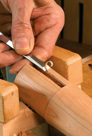 Use a shallow gouge (right) to cut a