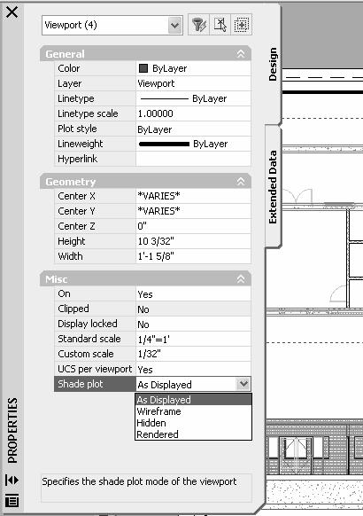 Other Viewport Options AutoCAD 2004 still has the Viewport Hide Plot option as before, but now includes options for Shaded and Rendered Viewport Plotting as well.