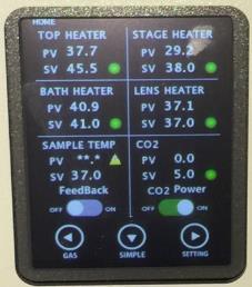 Temperature can be altered via pressing the green button of each heating parts on the touch screen.