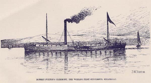 1807: Robert Fulton places a perfected steam engine on a