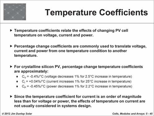 The temperature-rise coefficient relates the temperature of a PV array to the ambient temperature and solar irradiance incident on an array.