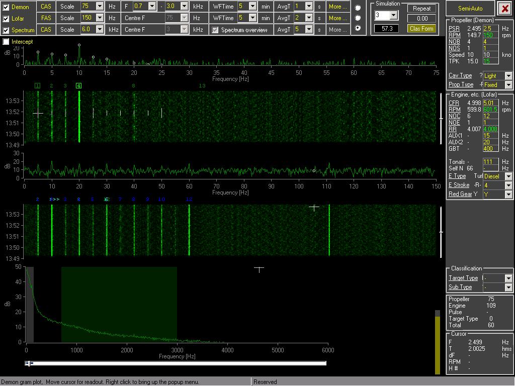 Sonar sound analysis DEMON WATERFALL