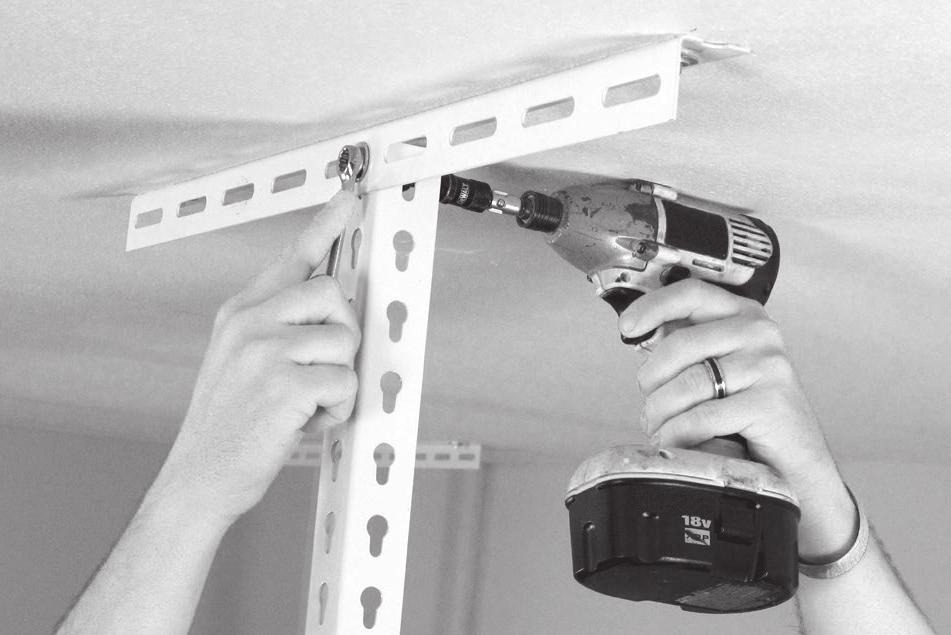 Once the center support is installed go back and tighten the vertical posts to the ceiling brackets. (Figure 20) FIG 19 FIG 20 6.