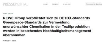 In addition to communicating with our supply chain partners, we also want to inform our customers and the public about our Detox project.