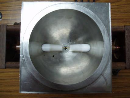 Fig. 1 A top view of our designed shock wave reflector with two electrodes. (a) inside the body.