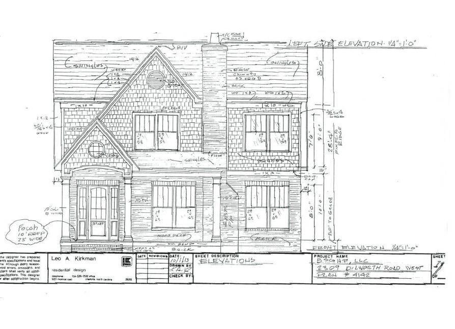 New home: 28 4 to ridge Wood shakes on 2 nd story Wood trim Original brick on 1 st floor painted Extended