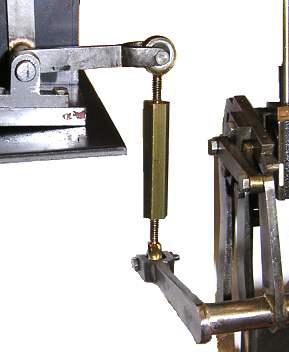 Link with Arm and Johnson Bar Lever: The Johnson bar lever is 2.25" between the center lines.