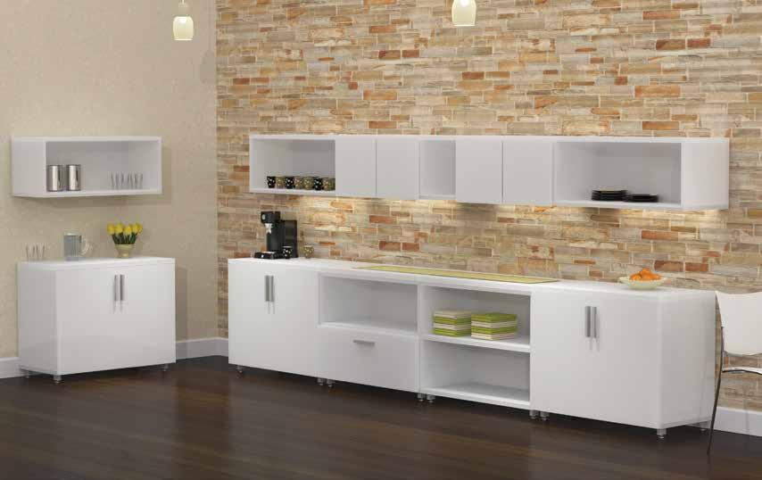STORAGE SOLUTIONS. With the addition of new Counter-Height Cabinets and Shelves e5 can accommodate all of your storage needs.