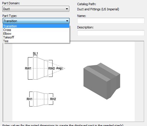 2. From the dialog, start by checking the part domain you can create duct, multi-view part and pipe components: 3.