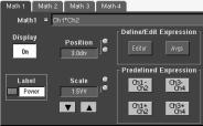 When an FFT waveform is selected, you can use the multipurpose knobs to adjust the FFT waveform just as you would